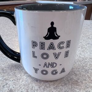 Peace Love and Yoga White Mug